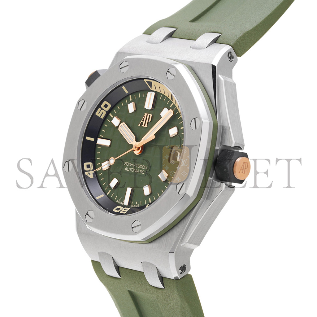 audemars P*g*et royal oak offshore 42 diver stainless steel green dial watch 15720st.oo.a052ca.01